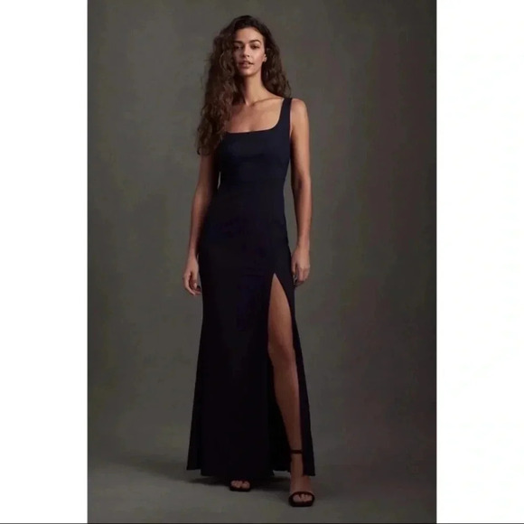 NWT Anthropologie BHLDN Adena Square Neck Maxi Dress Long Formal Cocktail Navy - Picture 1 of 15